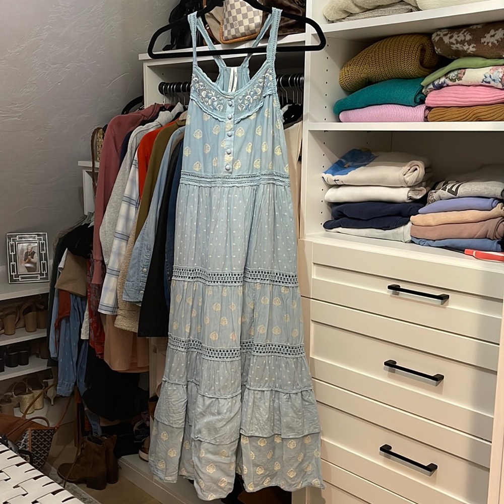 Anthropologie Light Blue Maxi Dress